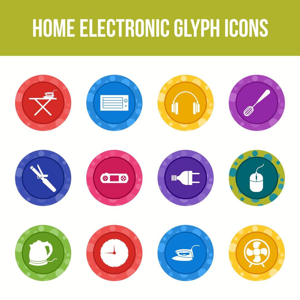 Einzigartiges elektronisches Vektor-Glyphen-Icon-Set für zu Hause vektor