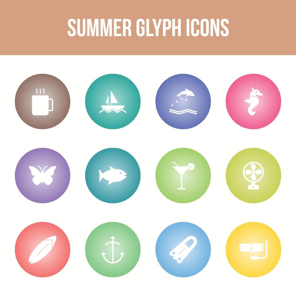 einzigartiges Sommer-Vektor-Glyphen-Icon-Set vektor