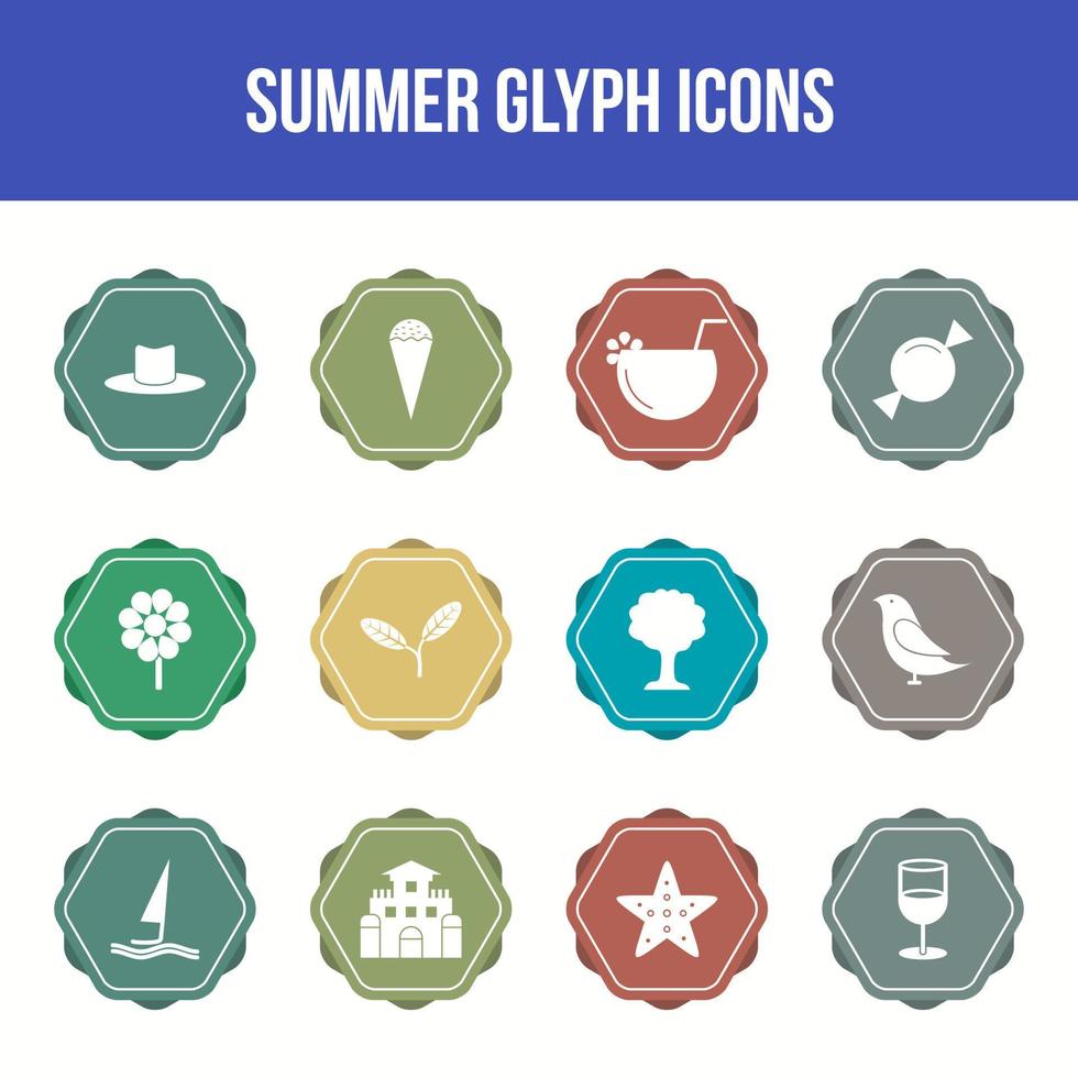 unik sommar vektor glyf ikon uppsättning