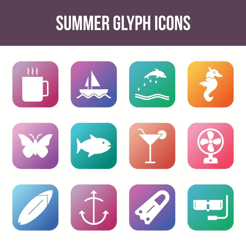 einzigartiges Sommer-Vektor-Glyphen-Icon-Set vektor