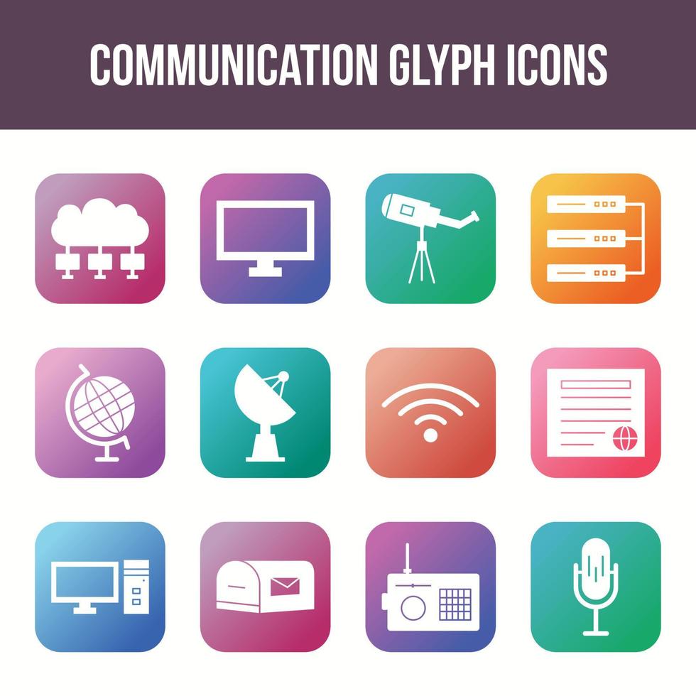 unik kommunikation vektor glyf ikon uppsättning