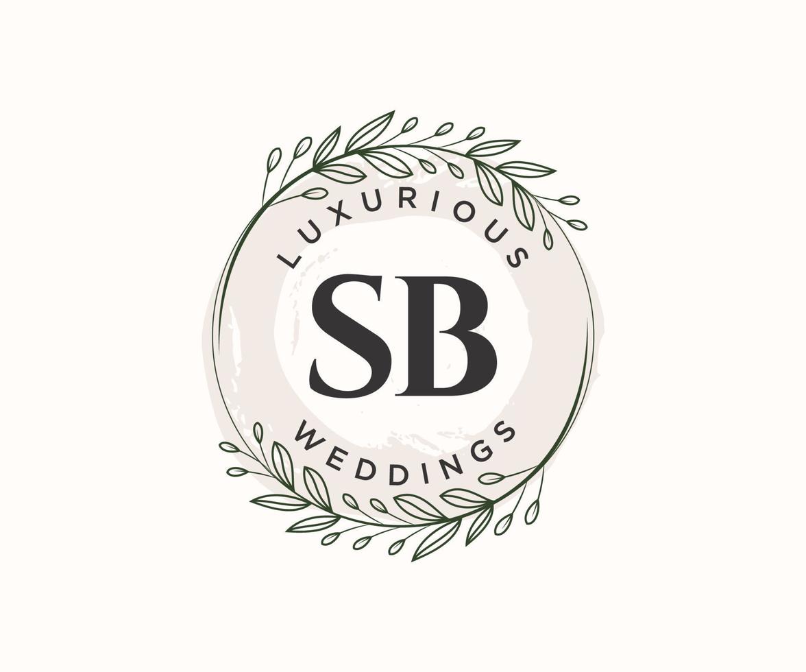 sb Initialen Brief Hochzeit Monogramm Logos Vorlage, handgezeichnete moderne minimalistische und florale Vorlagen für Einladungskarten, Datum speichern, elegante Identität. vektor