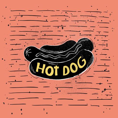 Handdragen Vector Hot Dog Illustration