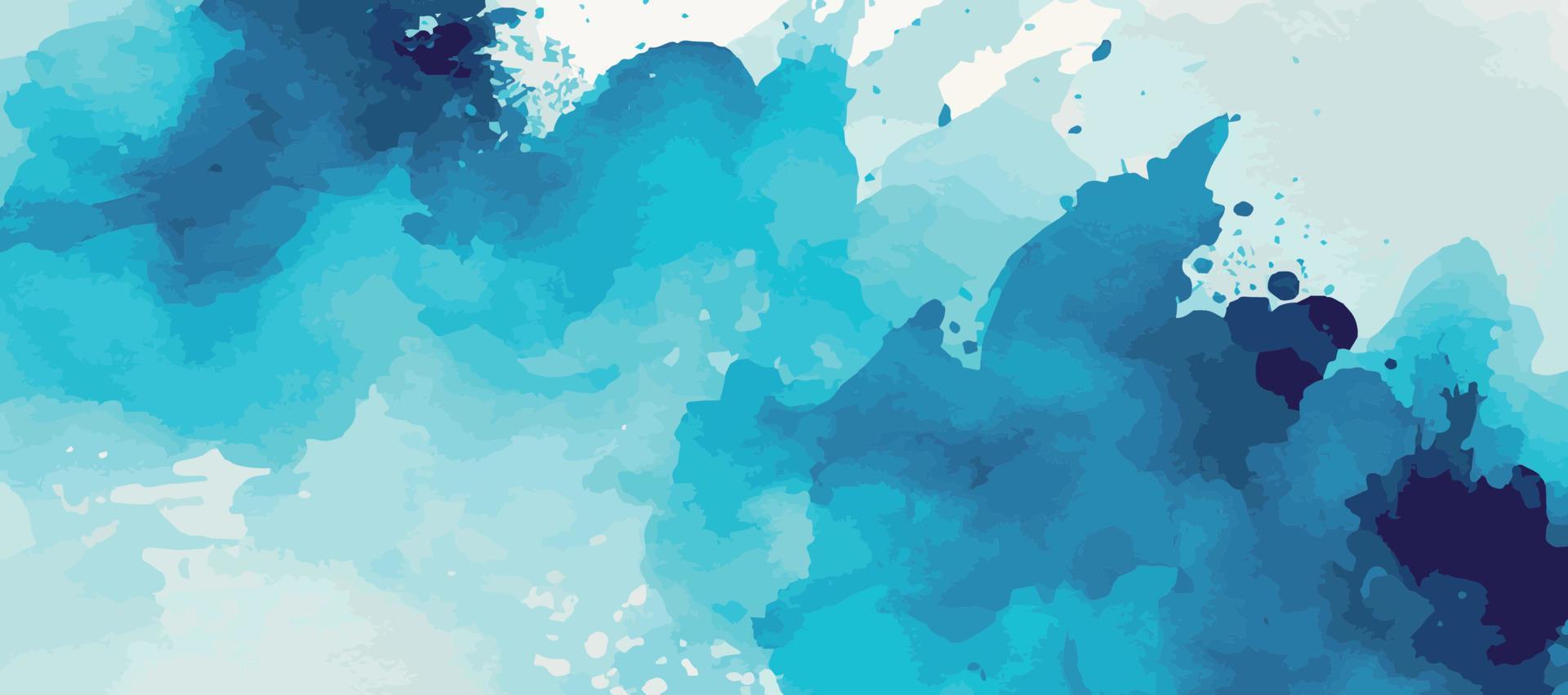 realistische blaue Aquarellpanoramabeschaffenheit auf weißem Hintergrund - Vektor