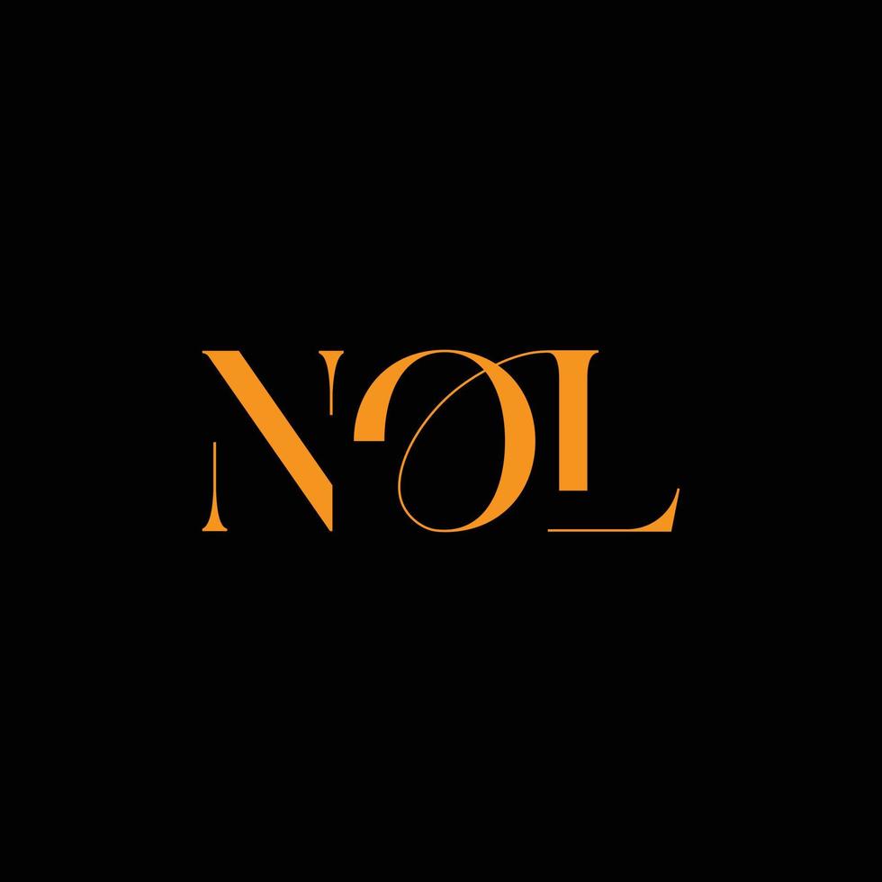 Nol-Buchstaben-Logo-Design, Nol-Vektor-Logo, Nol mit Form, Nol-Vorlage mit passender Farbe, Nol-Logo einfach, elegant, Nol-Luxus-Logo, Nol-Vektor-Profi, Nol-Typografie, vektor