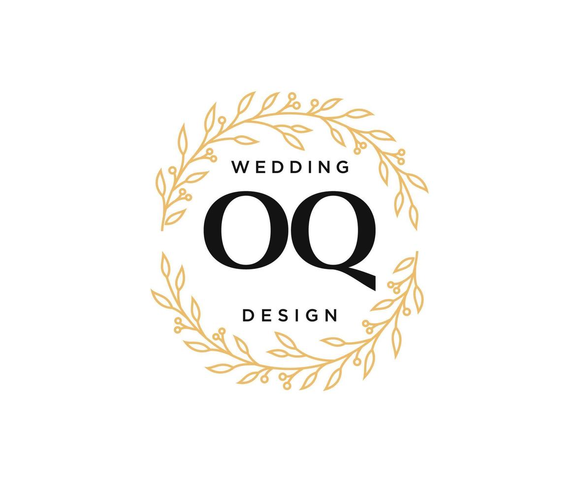 oq initialen brief hochzeit monogramm logos sammlung, handgezeichnete moderne minimalistische und florale vorlagen für einladungskarten, save the date, elegante identität für restaurant, boutique, café im vektor