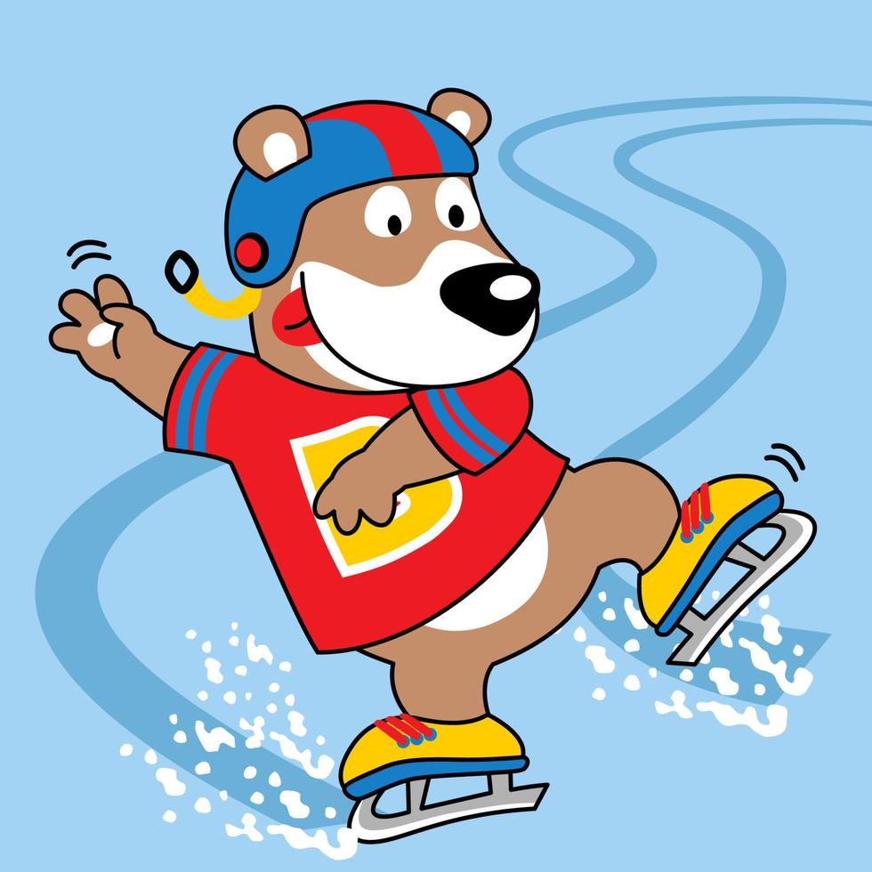 Bär beim Eislaufen, Vektor-Cartoon-Illustration vektor