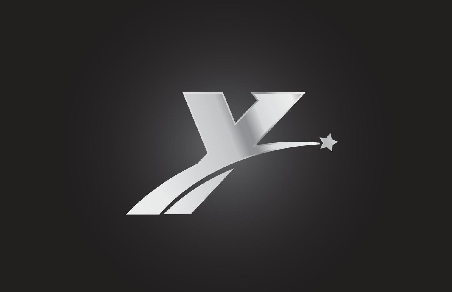 Silbermetall y-Alphabet-Buchstaben-Logo-Symbol mit Stern. kreatives Design für Unternehmen oder Unternehmen vektor