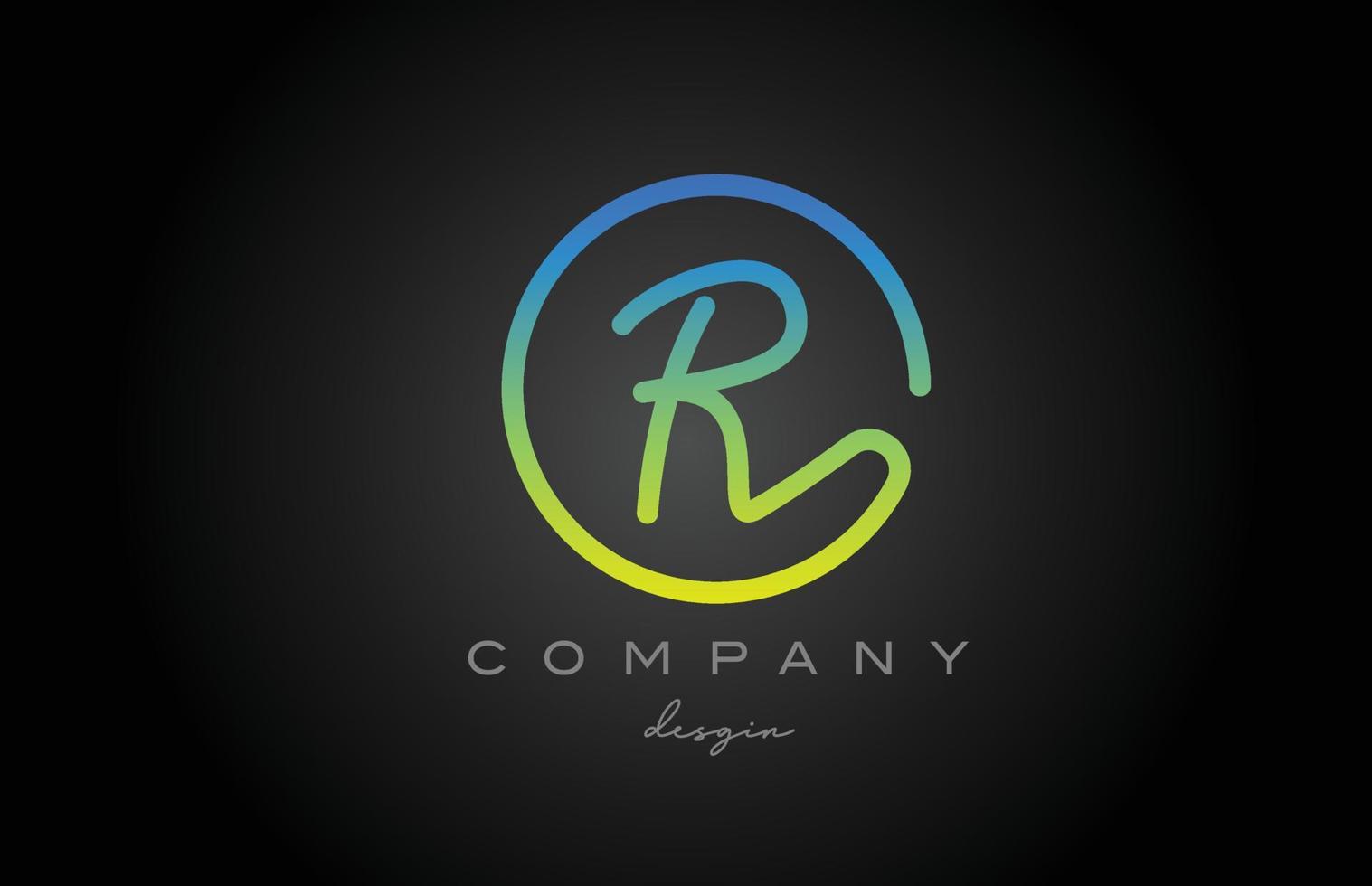 r grön alfabet brev logotyp ikon design. handskriven ansluten kreativ mall för företag och företag vektor