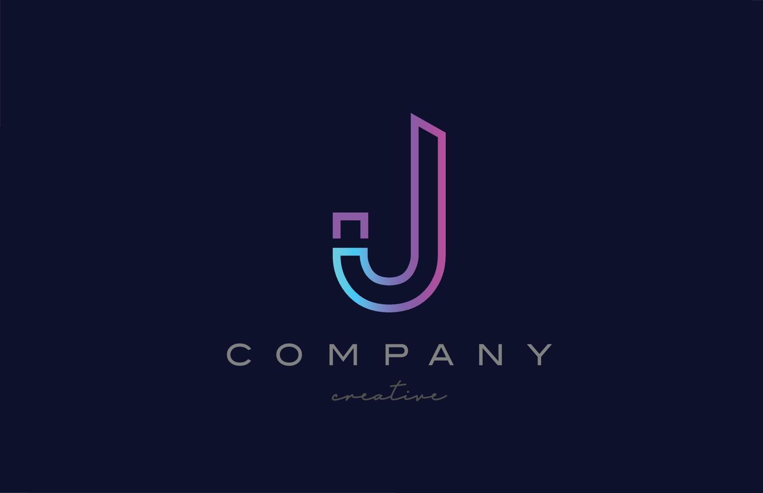rosa blå j alfabet brev logotyp ikon. kreativ mall för en företag eller företag med linje design vektor