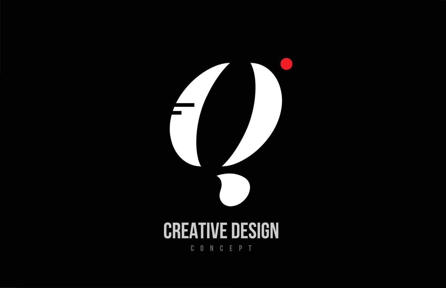 röd punkt linje q alfabet brev logotyp ikon. svart blackground kreativ mall för en företag eller företag vektor