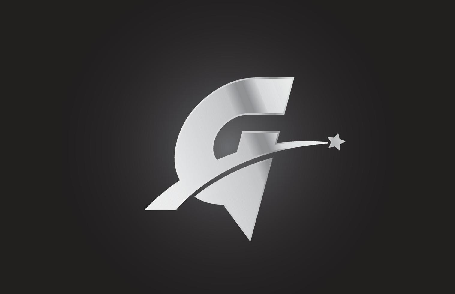 silver- metall g alfabet brev logotyp ikon med stjärna. kreativ design för företag eller företag vektor