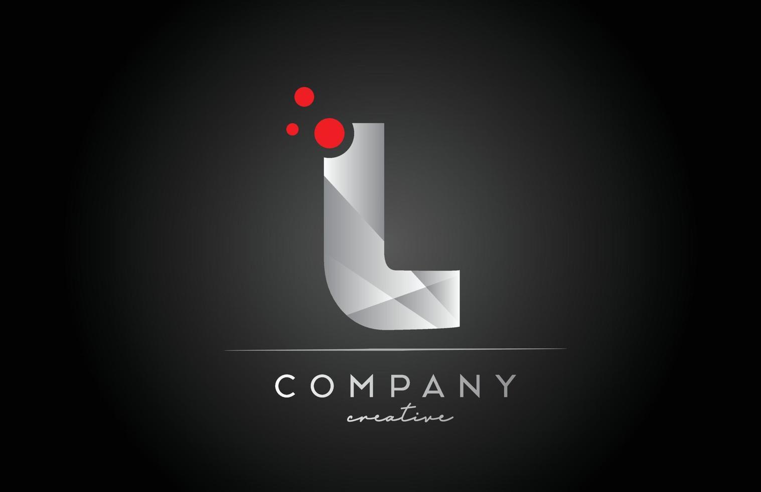 svart l alfabet brev logotyp ikon med röd punkt. design lämplig för en företag eller företag vektor