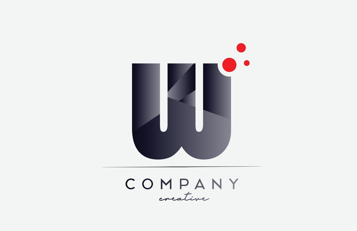 w alfabet brev logotyp ikon med grå Färg och röd punkt. design lämplig för en företag eller företag vektor