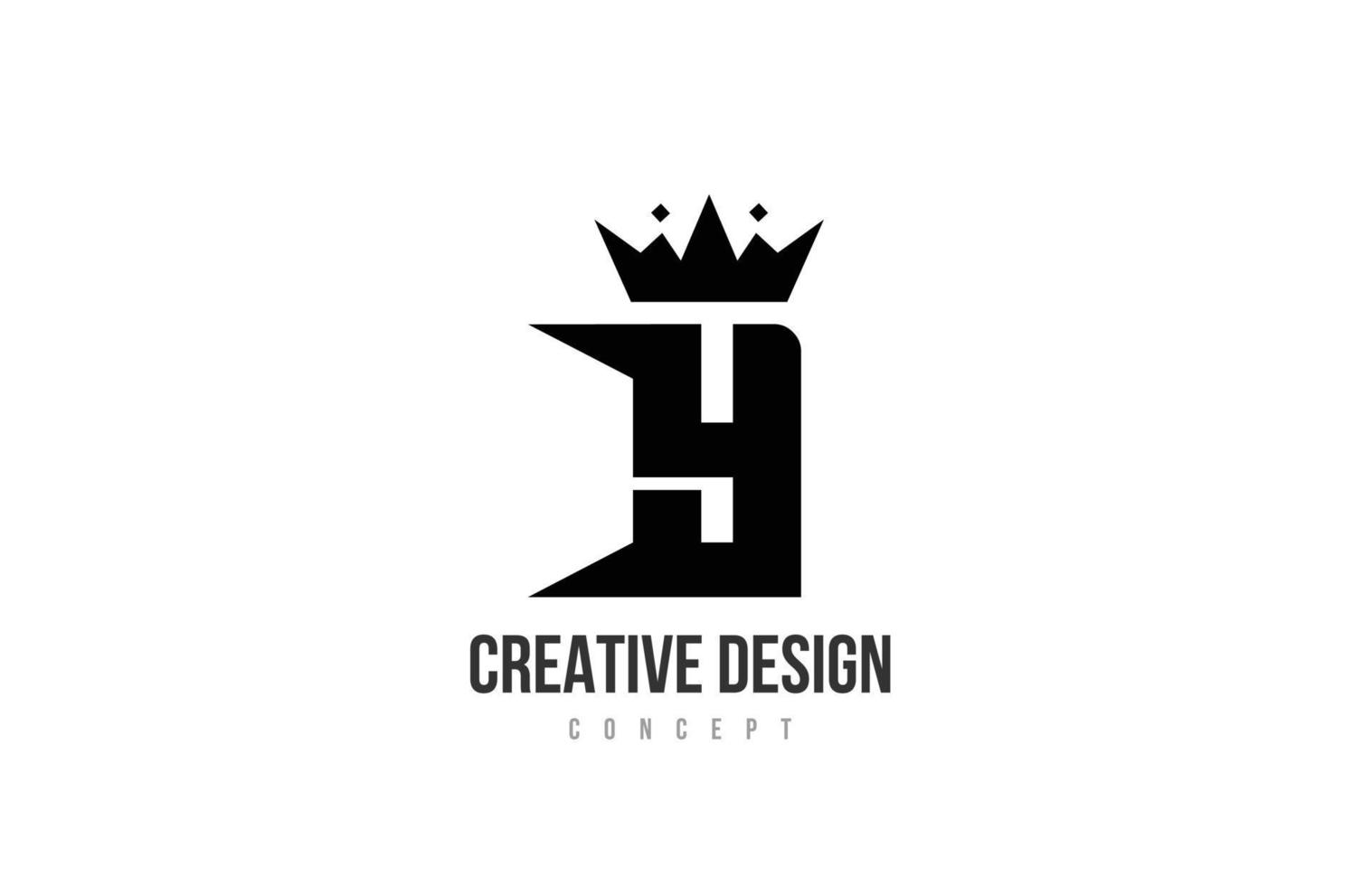 y Schwarz-Weiß-Buchstaben-Logo-Icon-Design mit Königskrone und Spikes. Vorlage für Unternehmen und Unternehmen vektor