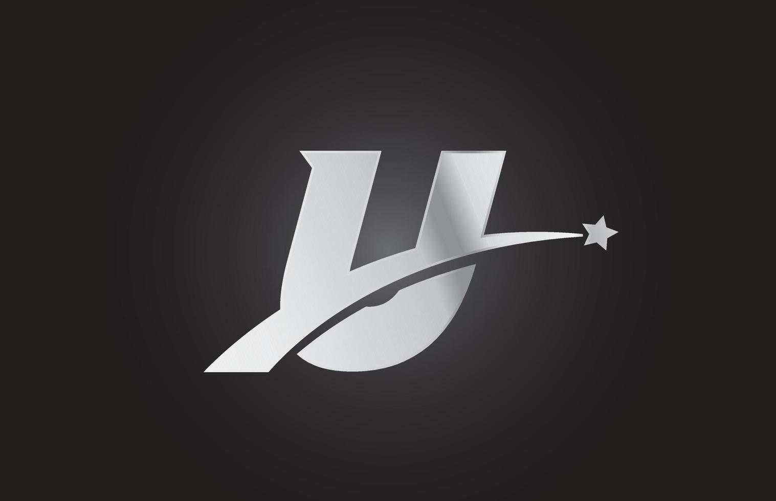 Silbermetall u-Alphabet-Buchstaben-Logo-Symbol mit Stern. kreatives Design für Unternehmen oder Unternehmen vektor