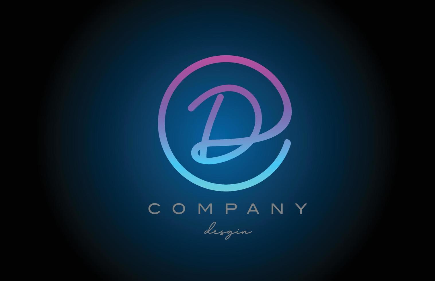 Rosa d-Alphabet-Buchstaben-Logo-Icon-Design. handgeschriebene verbundene kreative Vorlage für Unternehmen und Unternehmen vektor