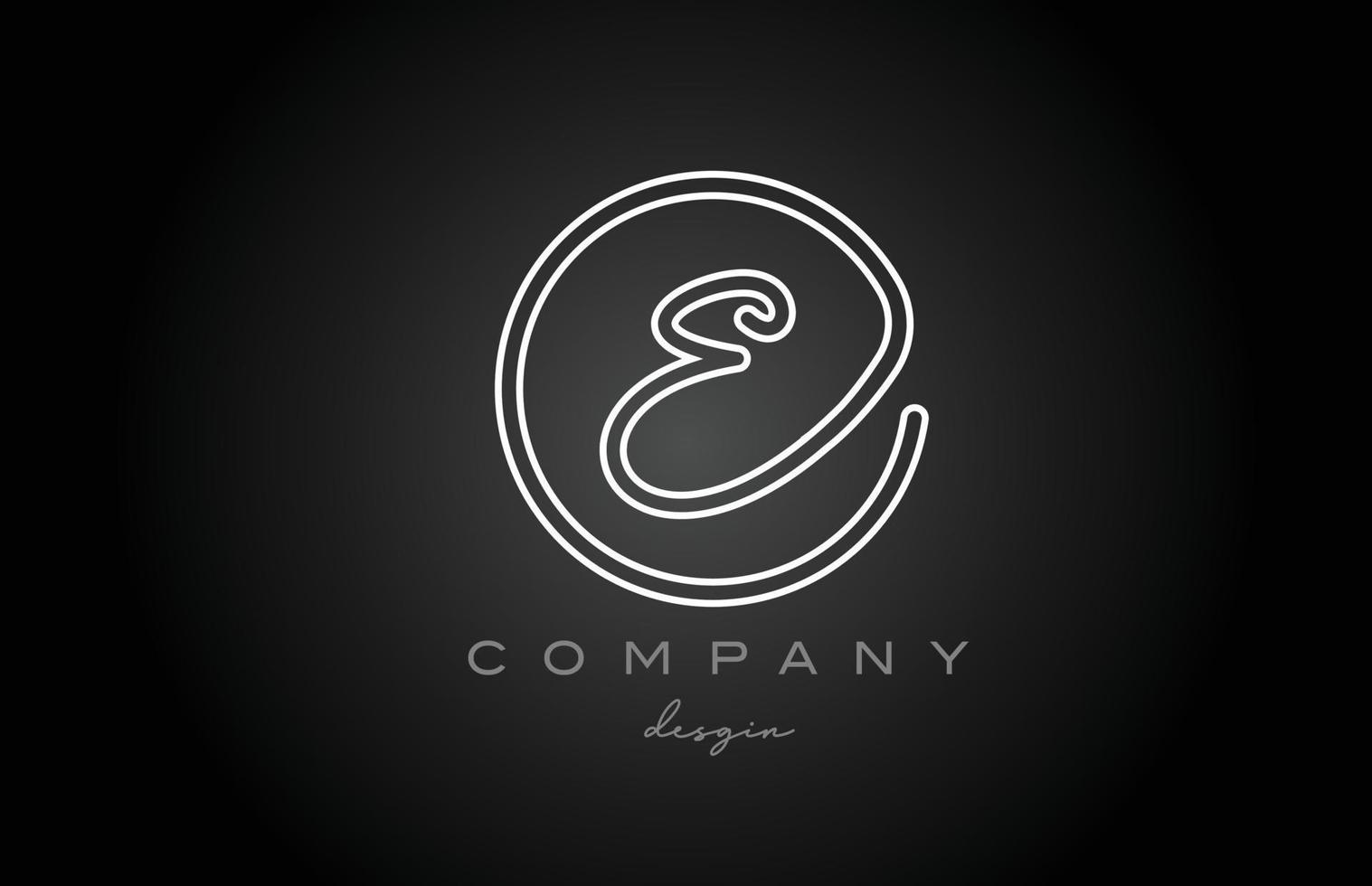 Schwarz-Weiß-Linie e-Alphabet-Buchstaben-Logo-Icon-Design. handgeschriebene verbundene kreative Vorlage für Unternehmen und Unternehmen vektor