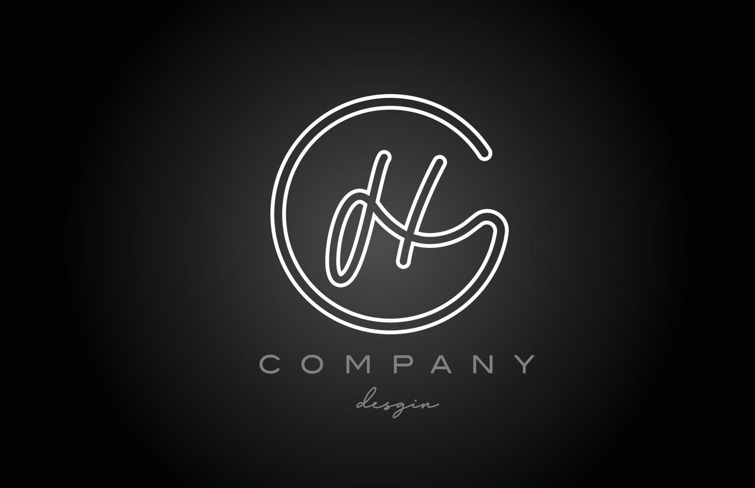 svart och vit linje h alfabet brev logotyp ikon design. handskriven ansluten kreativ mall för företag och företag vektor