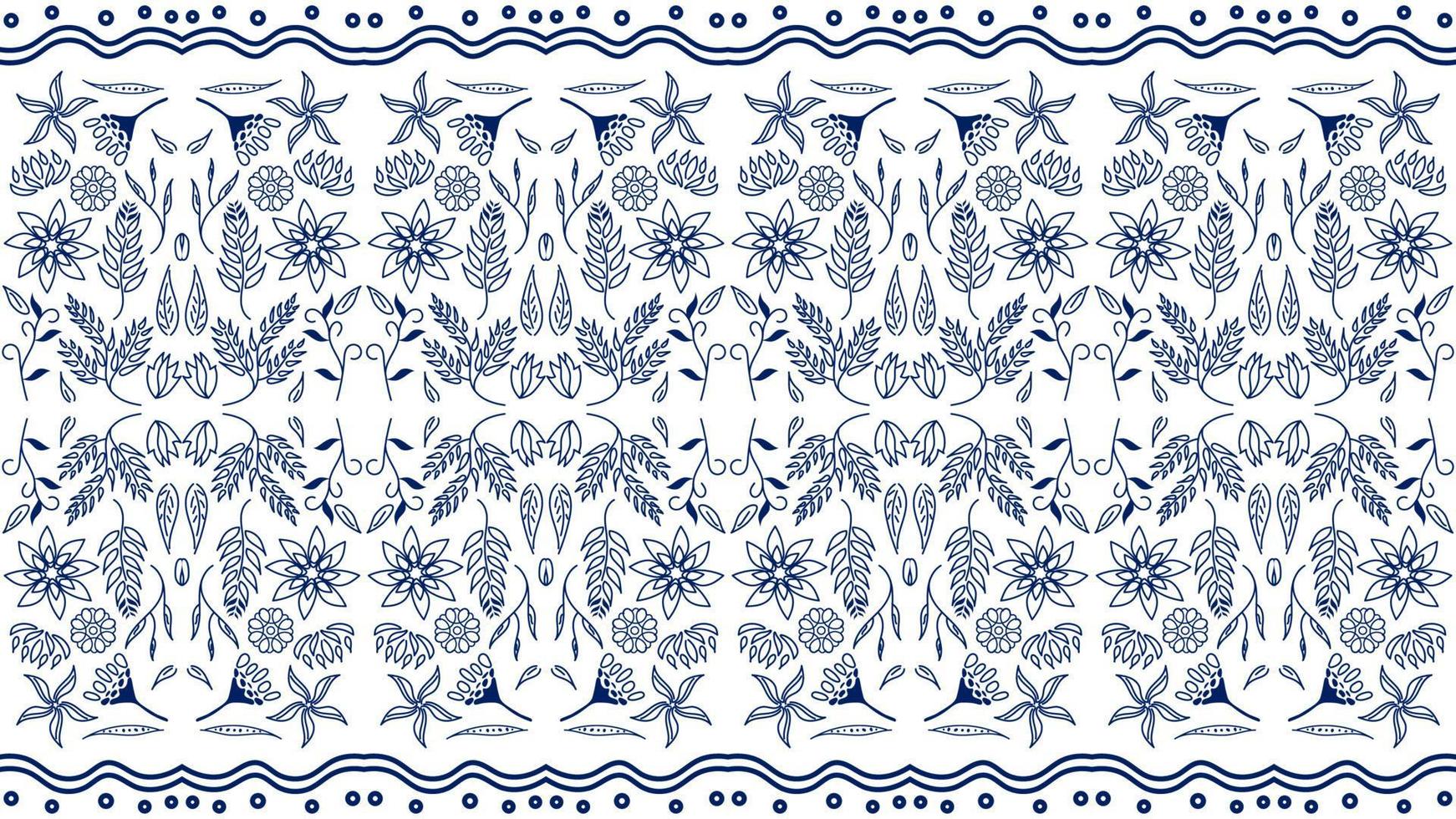 verzierte elegante antike Porzellanblume und -blätter abstrakter nahtloser Musterbeschaffenheitshintergrund. geometrischer ethnischer Stammes-Vintage-Retro-Stil. für stoff textil hintergrund tapete kunstdruck vektor. vektor