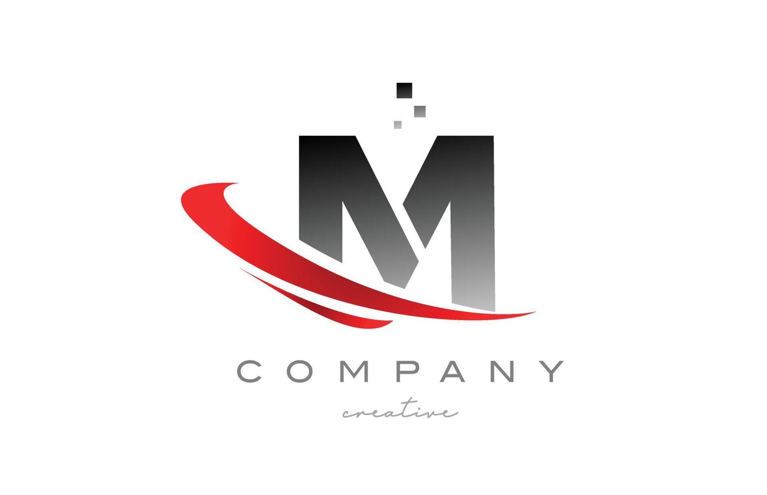 m-Alphabet-Buchstaben-Logo-Symbol mit rotem Swoosh. design geeignet für ein geschäft oder unternehmen vektor