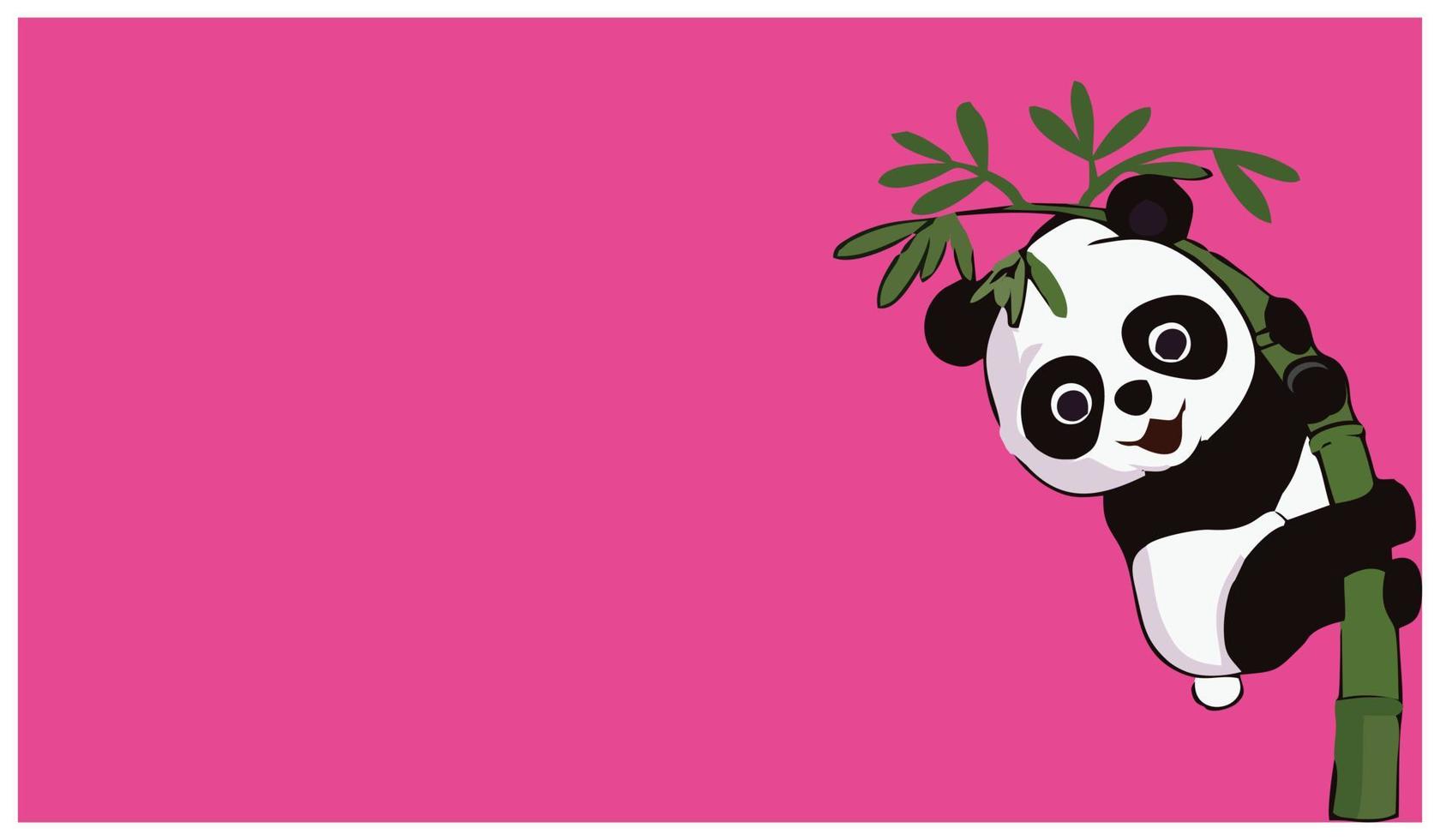 süßer pandabär mit bambus auf rosa hintergrund. Vektor-Illustration. geeignet für die Verwendung in Designvorlagen für Kinder vektor