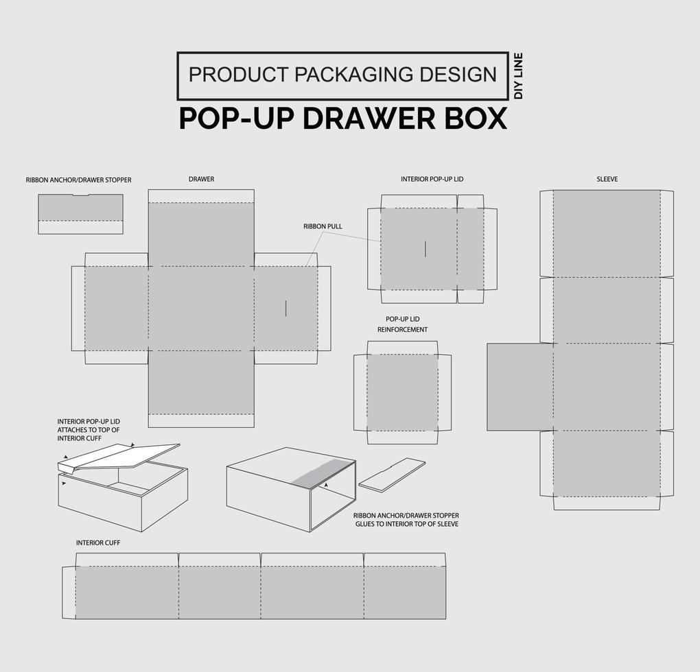 Pop-up-Schubladenbox zum Anpassen des Produktverpackungsdesigns vektor