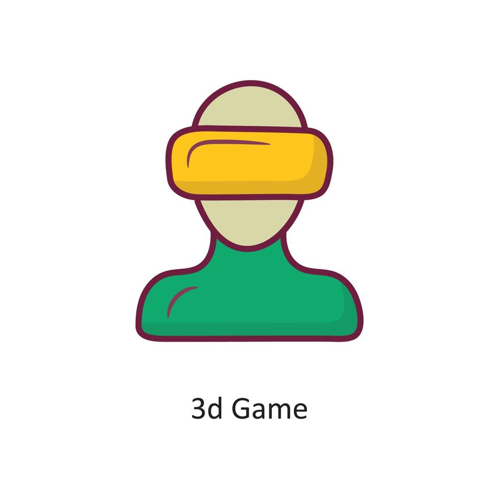 3D-Spiel Vektor gefüllt Umriss Icon Design Illustration. Gaming-Symbol auf weißem Hintergrund eps 10-Datei