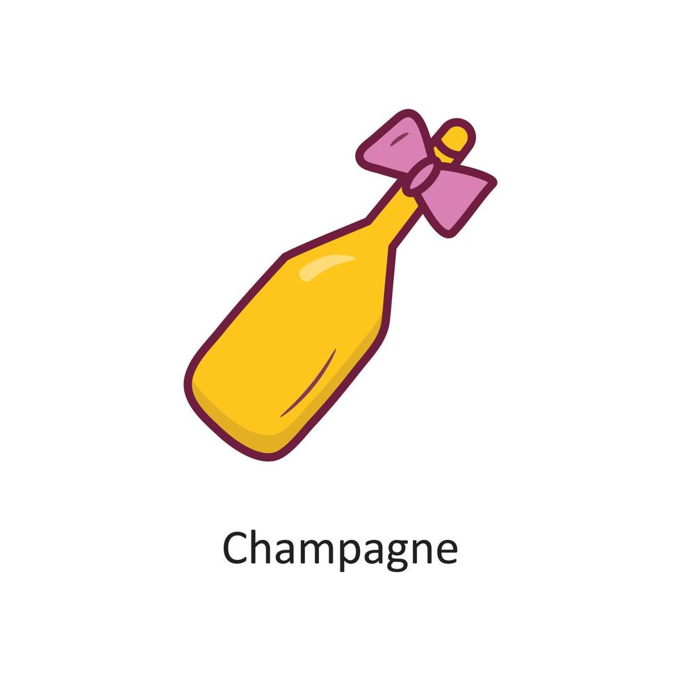 champagne vektor fylld översikt ikon design illustration. Semester symbol på vit bakgrund eps 10 fil