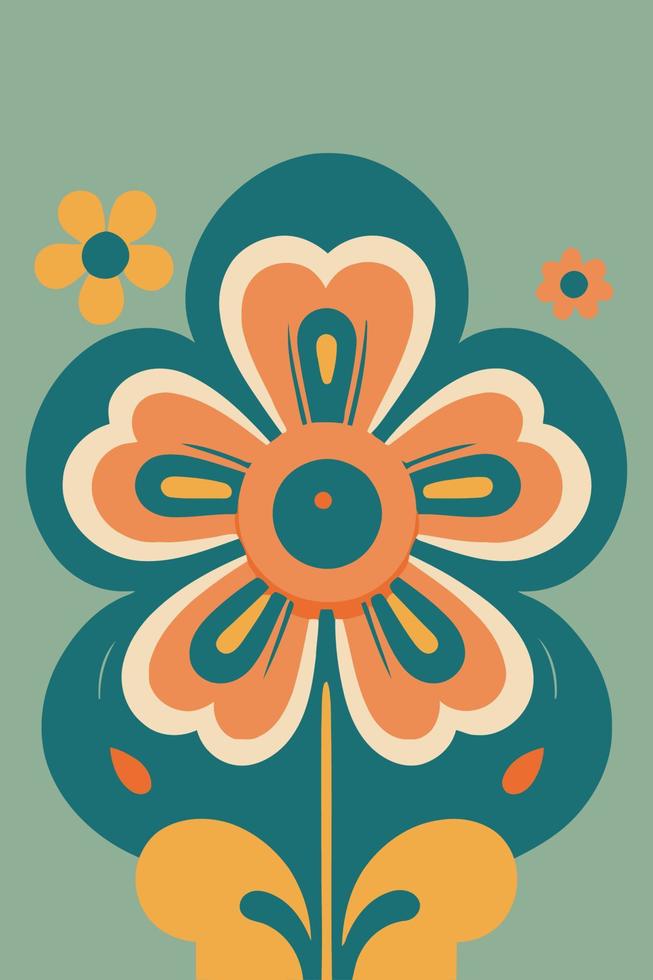 häftig blomma psychedelic eller hippie stil bakgrunder. abstrakt blommor affisch vektor