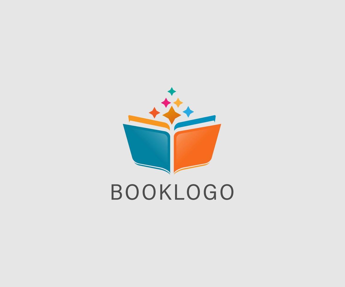 Logo-Designillustration des offenen Buches, die für Geschäfts-, Online-Kurs-, Buchhandlungs- und Bildungslogos verwendbar ist. flaches Vektor-Logo-Design-Vorlagenelement. vektor