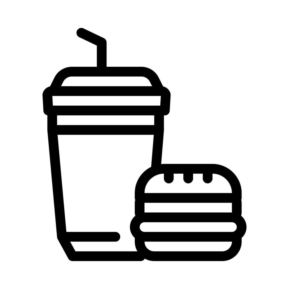 essen burger und trinken tasse symbol vektor umriss illustration