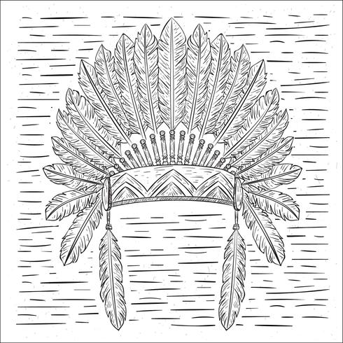 Handdragen Vector Indian Hat Illustration