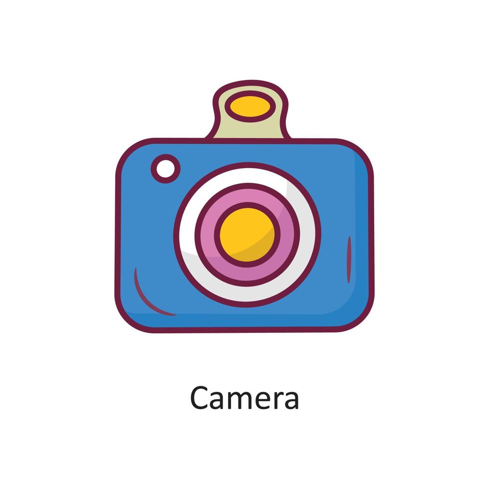 kamera vektor fylld översikt ikon design illustration. Semester symbol på vit bakgrund eps 10 fil