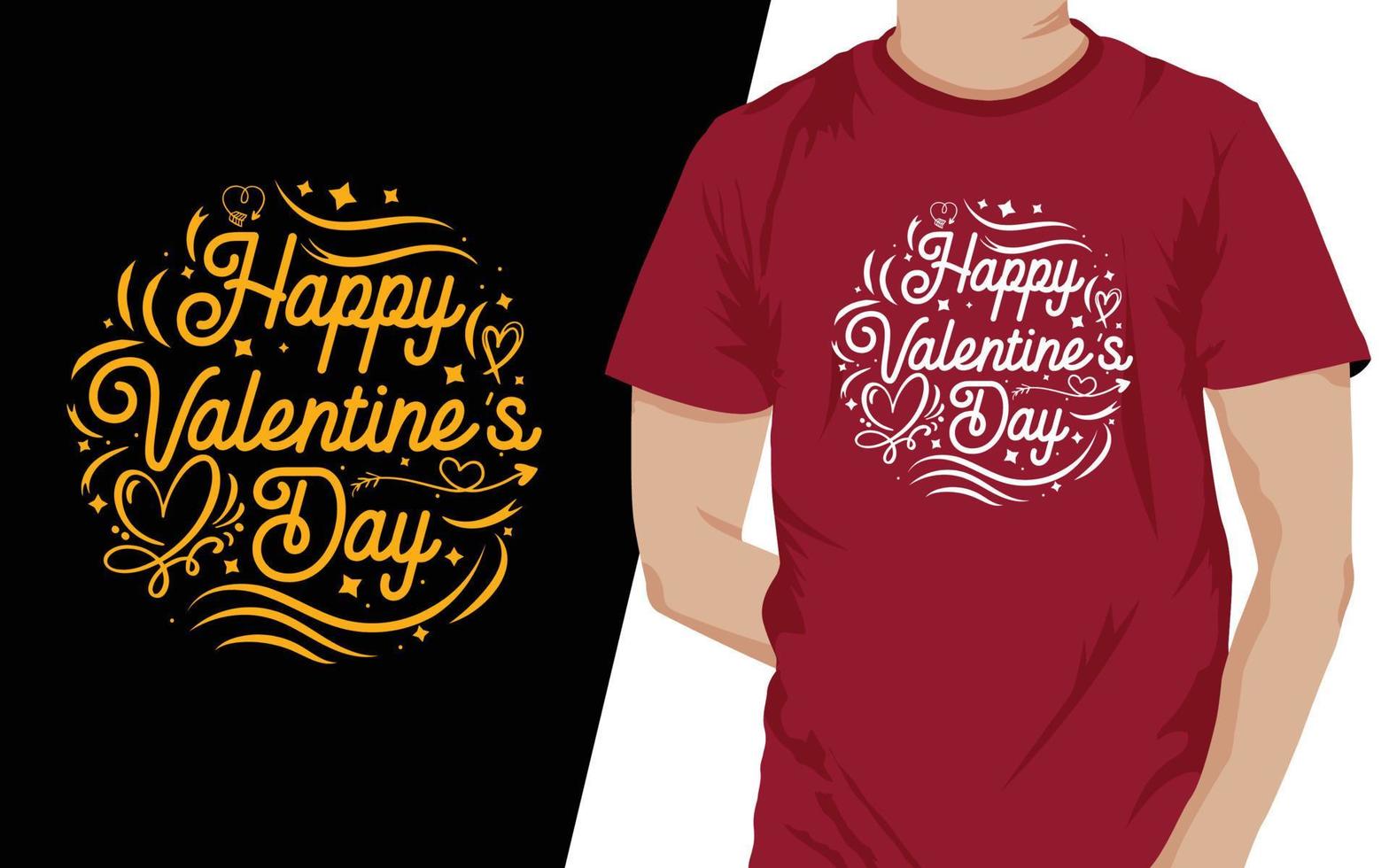 glückliches valentinstag-t-shirt, hintergrund mit herzmuster und typografie des glücklichen valentinstagtextes. Vektor-Illustration. Tapeten, Flyer, Einladung, Poster, Broschüre, Banner, Logo. vektor