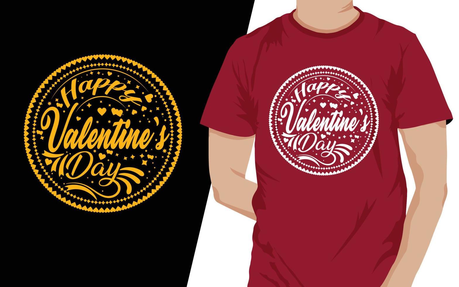 valentinstag-t-shirt, hintergrund mit herzmuster und typografie des glücklichen valentinstagtextes. Vektor-Illustration. Tapeten, Flyer, Einladung, Poster, Broschüre, Banner, Logo. vektor