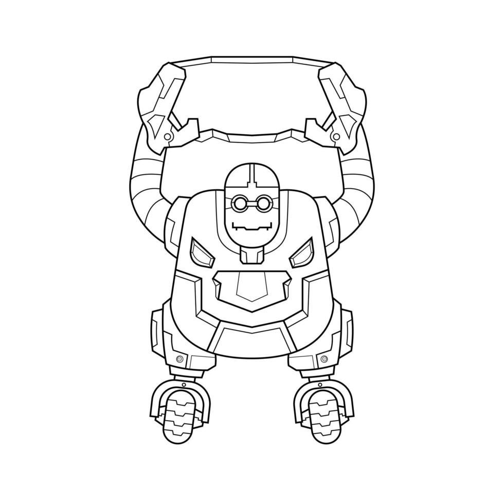 Illustration in einem Cartoon Malvorlagen süßer Roboter Android für Kinder im Vorschulalter vektor