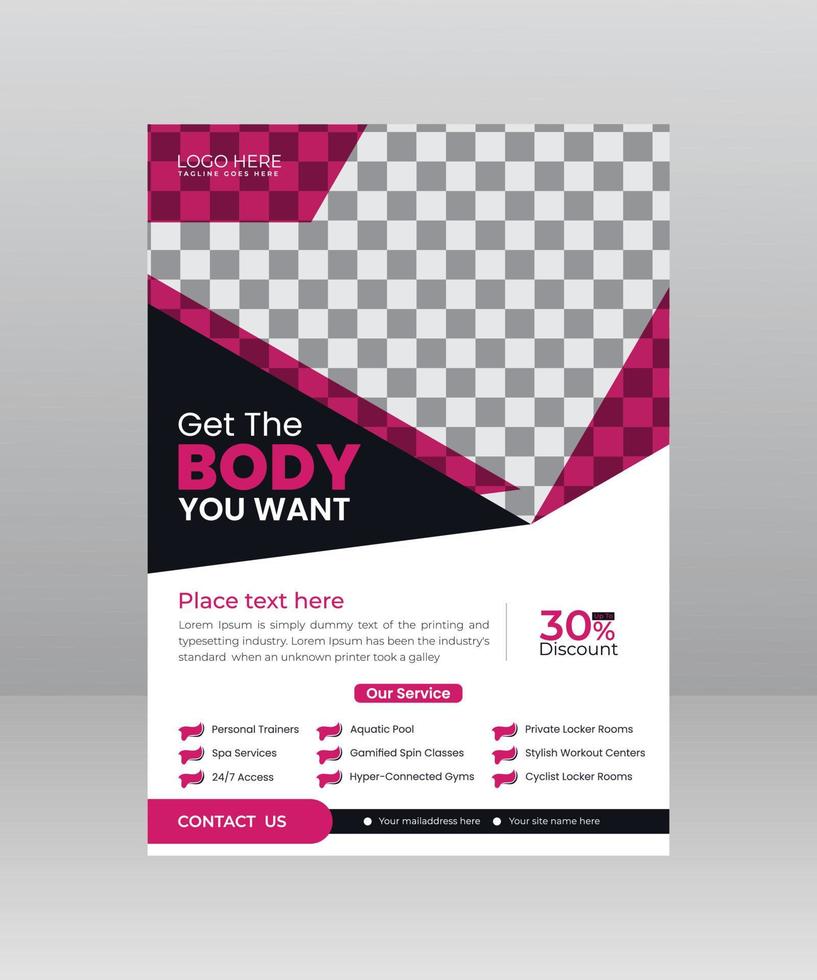 Fitness- oder Fitnessstudio-Flyer-Vorlagendesign vektor