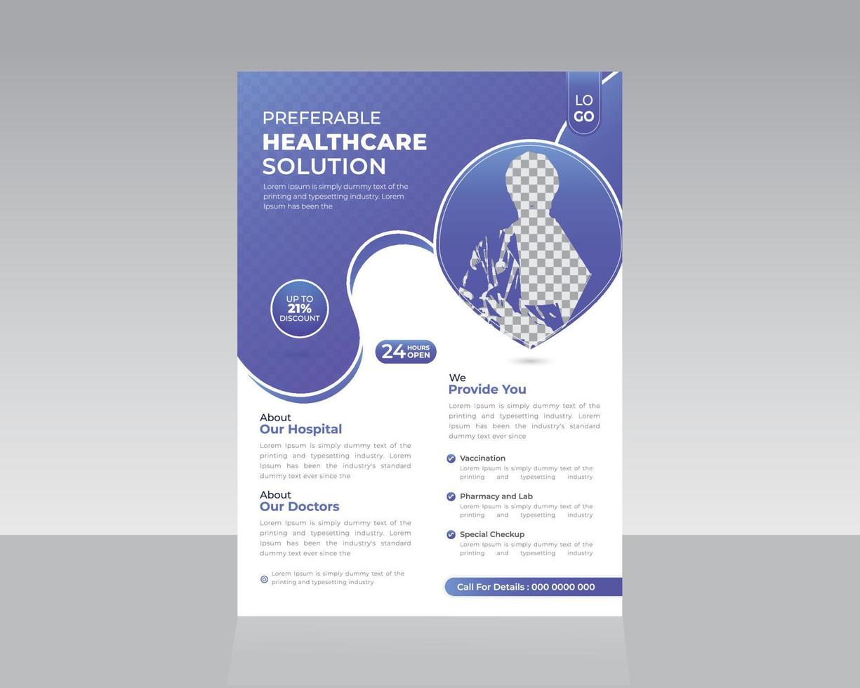 Flyer-Vorlagendesign für Medizin oder Gesundheitswesen vektor