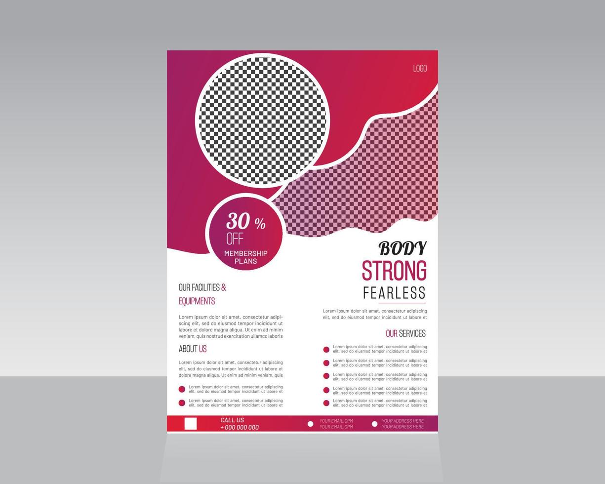 Fitness- oder Fitnessstudio-Flyer-Vorlagendesign vektor