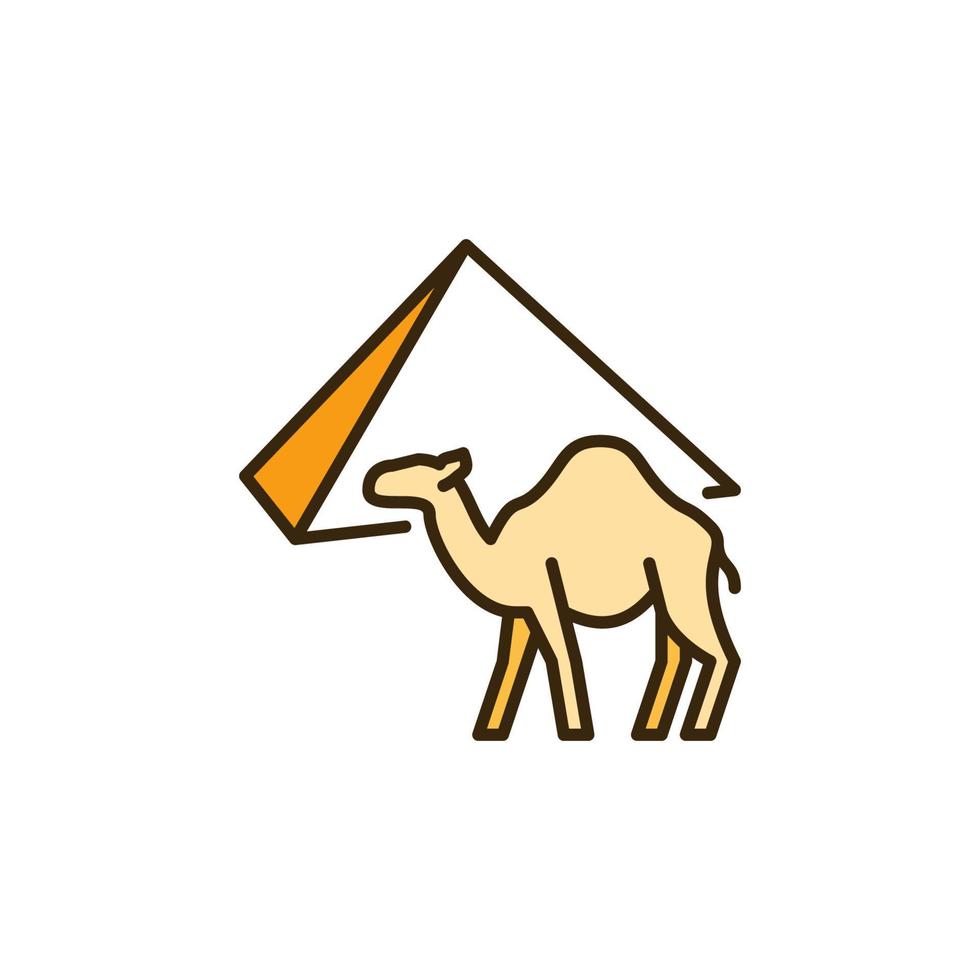 Kamel und Ägypten Pyramide Vektorkonzept farbiges Symbol vektor