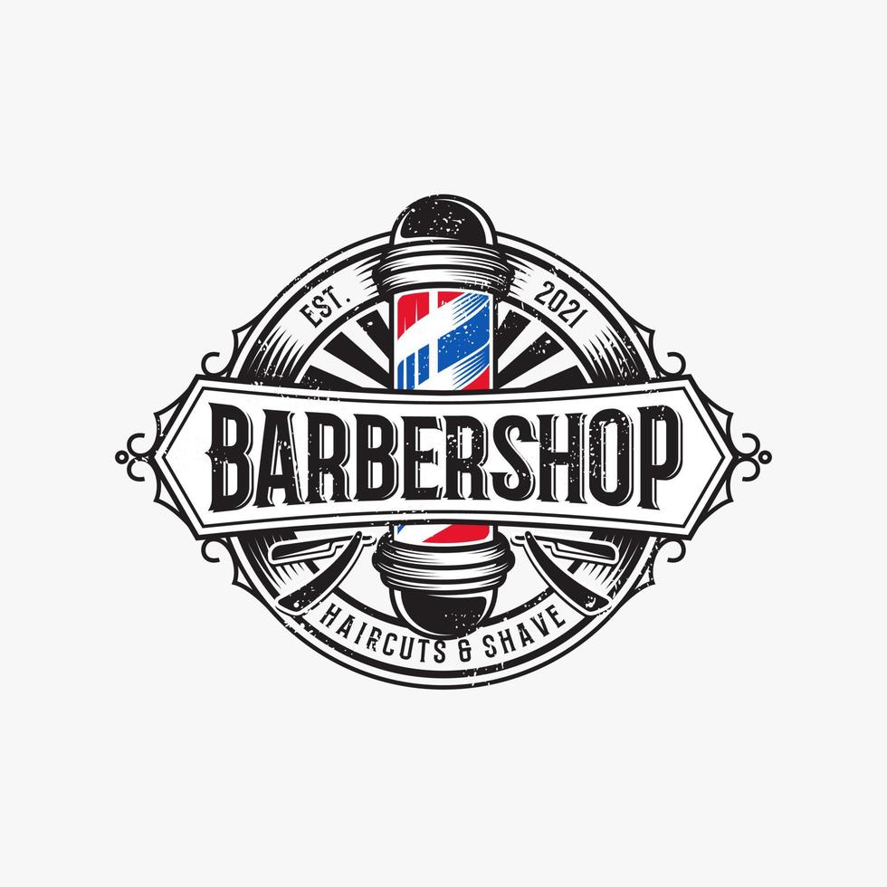 vintage barbershop logotyp vektor mall