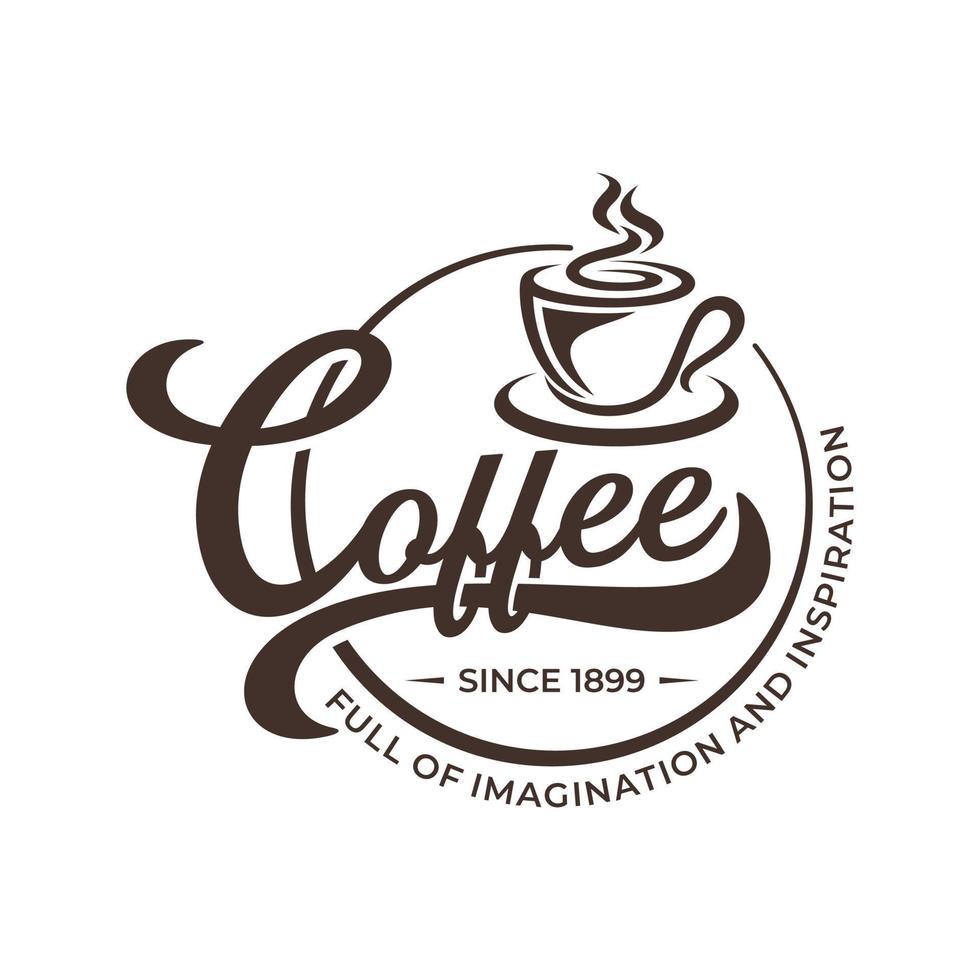 årgång kaffe logotyp mall. koffein logotyp. retro årgång insignier. retro kaffe bricka. vektor illustration
