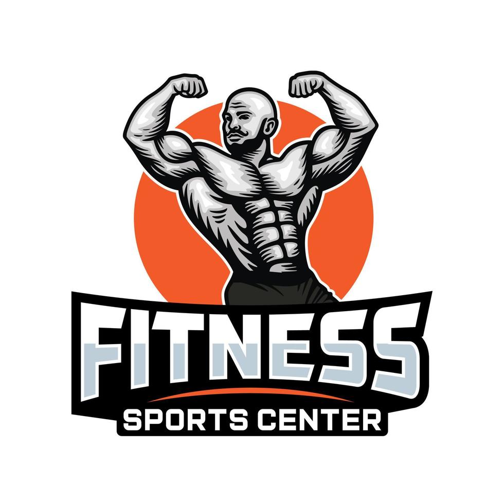 Bodybuilding-Emblem und Fitnessstudio-Logo-Design-Vektorvorlage vektor