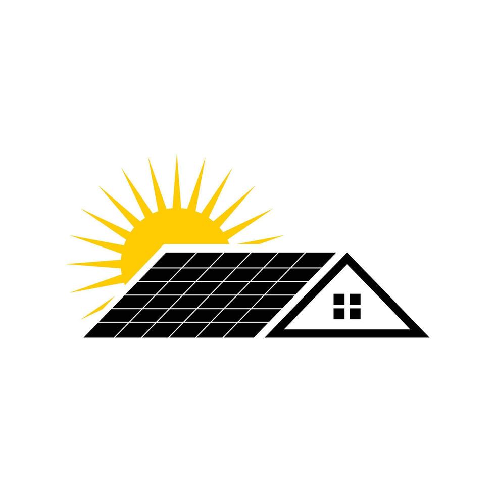 Dach mit Sonnenkollektor-Logo-Design für alternative Energiegeneratoren vektor