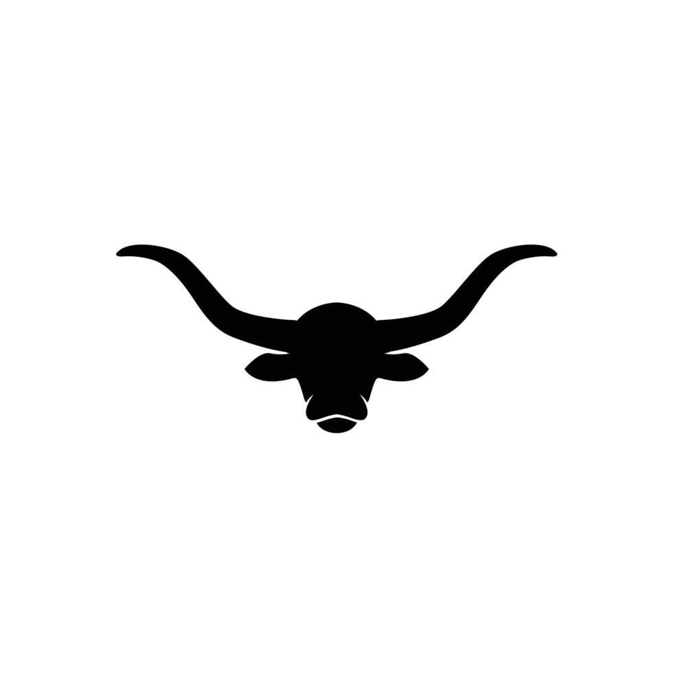 longhorn tjur huvud nötkreatur Västra boskap silhuett vektor