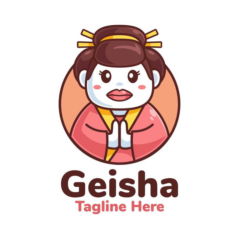 japansk geisha kimono logotyp design vektor