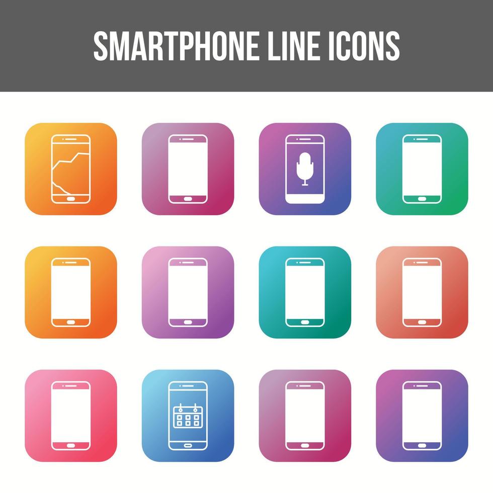 Einzigartiges Smartphone-Vektorlinien-Icon-Set vektor