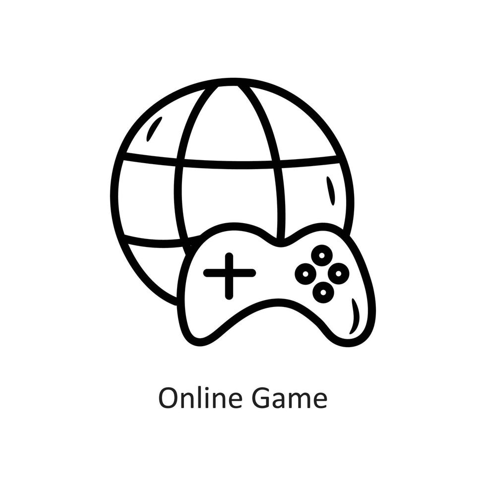 Online-Spiel-Vektor-Gliederung-Icon-Design-Illustration. Gaming-Symbol auf weißem Hintergrund eps 10-Datei vektor