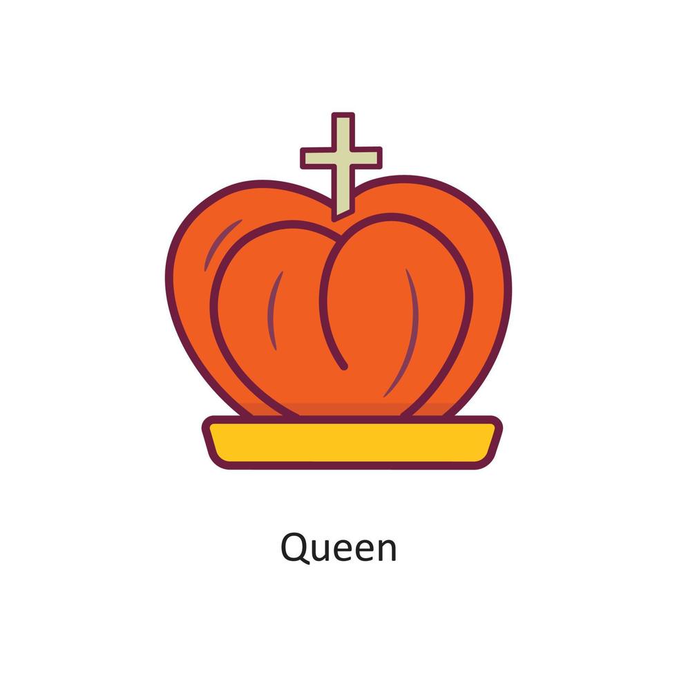 drottning vektor fylld översikt ikon design illustration. gaming symbol på vit bakgrund eps 10 fil